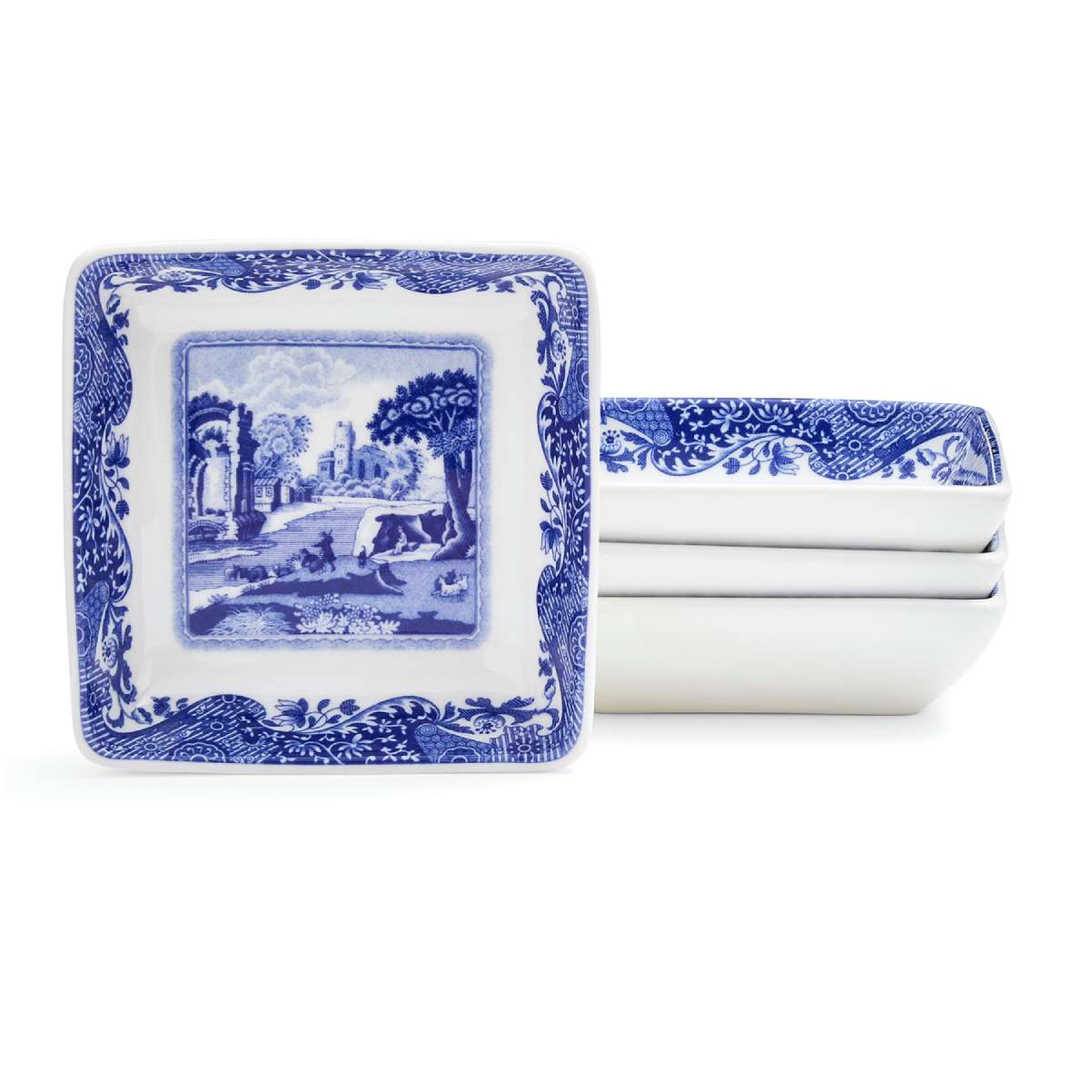 Blue Italian Square Dishes, Set of 4 image number null